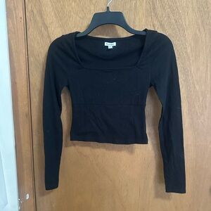 love, Fire Black Ribbed Long Sleeve Top